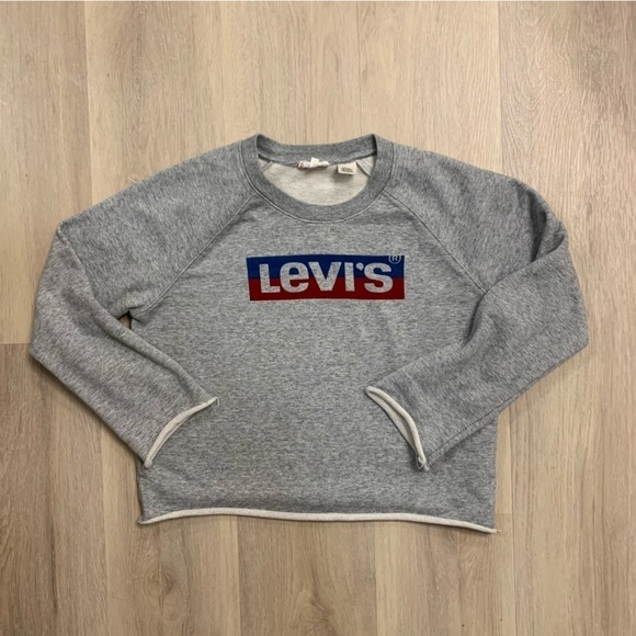 LEVI’S Cropped sweatshirt on grey with logo colour front - Picture 1 of 12